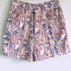 90s Vintage Aztec Print Shorts